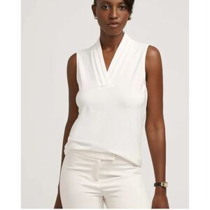 Anne Klein pleat collar top M